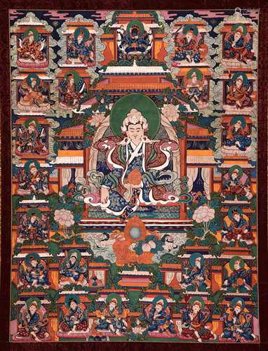 A  Painted Thangka Of Padma Sambhava