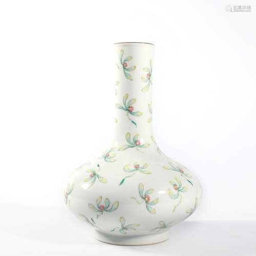 A Famille Rose Flowers Bottle Vase