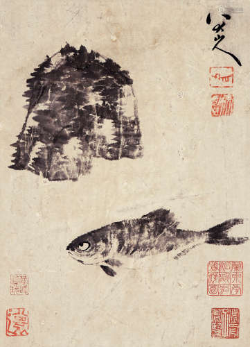 八大山人 魚石圖