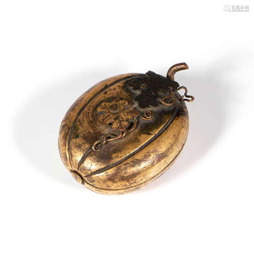 A Gilding Bronze Melon-Shaped Pomander