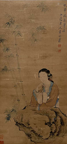 A Chinese Painting Of Lady Signed Huang Shanshou