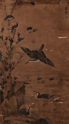 A Chinese Painting Of Wild Goose Signed Lin Liang