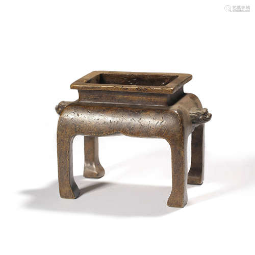 A Bronze Four-Leg Incense Burner