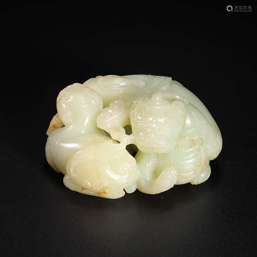 A Hetian Jade Carving Of Mythical Beast