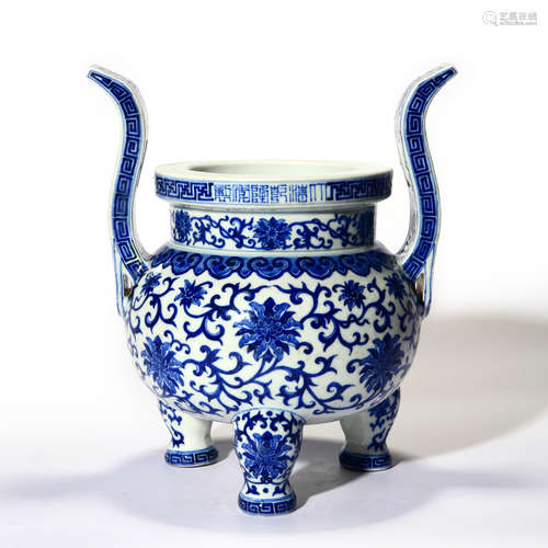 A Blue And White Incense Burner