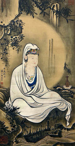 A Chinese Painting Of Avalokitesvara Signed Su Liupeng