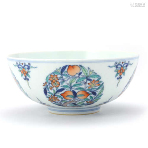 A Doucai Peach And Flower Cluster Bowl