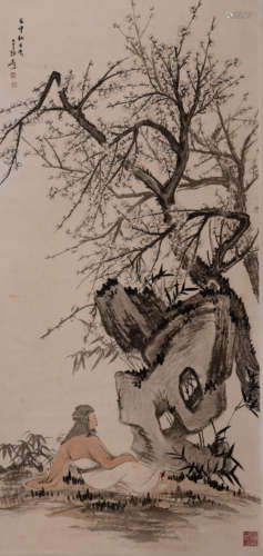 A Chinese Painting Of Scholar Signed Zhang Daqian