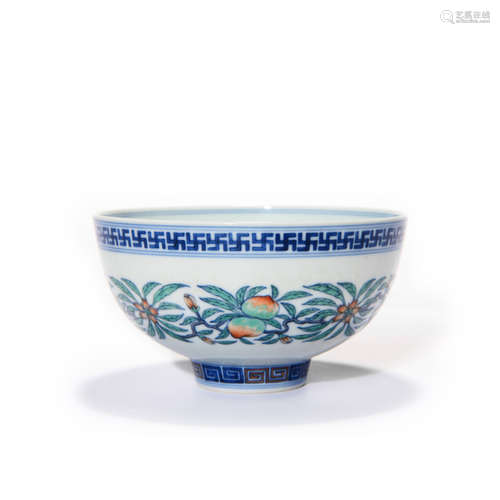 A Doucai Glazed Peaches Bowl