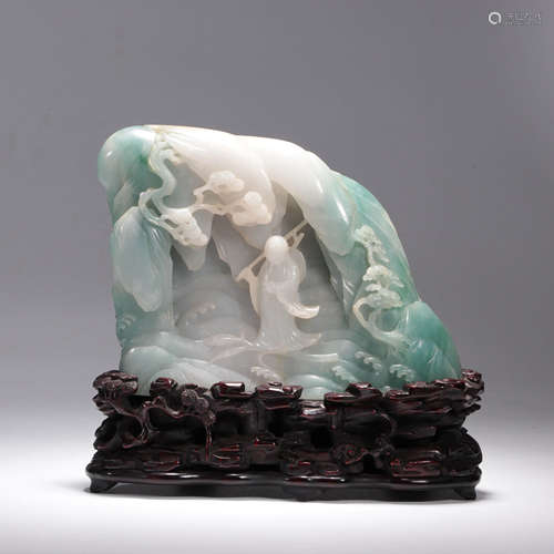 A Mottled Hetian Jade Figure Boulder