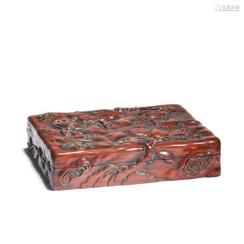 A Carved Huanghuali Fruits Rectangular Box