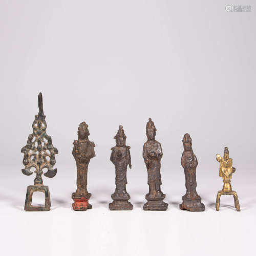 A Group Of Six Bronze Buddhas