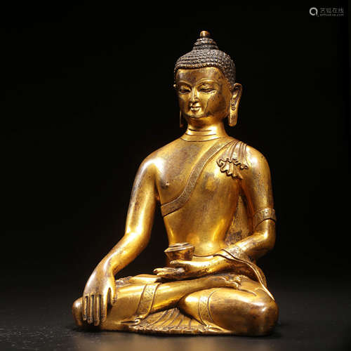 A Gilt Bronze Statue Of Shakyamuni