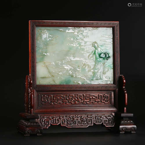 A Carved Jadeite Table Screen