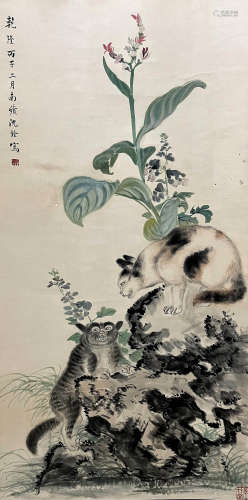 A Chinese Painting Of Cats Signed Shen Quan