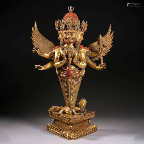 A Gilt Bronze Statue Of Garuda