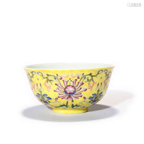 A Famille Rose Lotus Scrolls Bowl