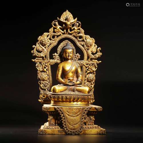 A Gilt Bronze  Seated Buddha