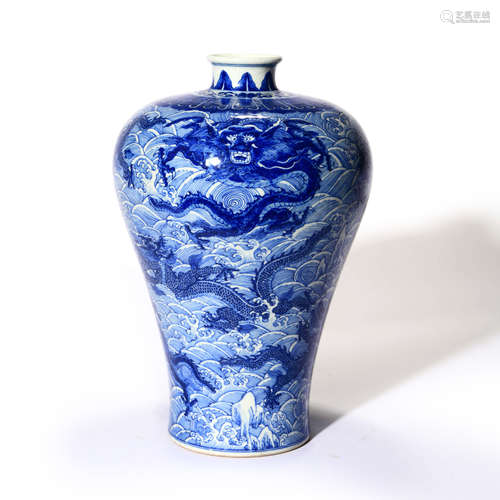 A Blue And White Dragon Meiping Vase