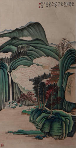 A Chinese Painting Of Landscape Signed He Haixia