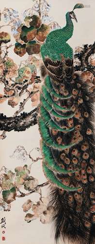 A Chinese Painting Of Peacock Signed Gao Jianfu