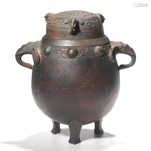 A Bronze Tripod Vessel Zun