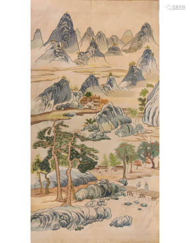 An Embroidered Kesi Landscape Panel