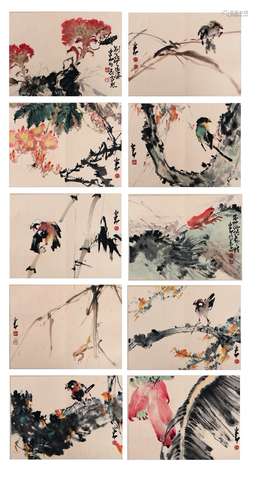 A Chinese Painting Album Of Flowers And Birds Signed Zhao Sh...