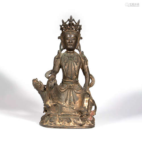 A Gilt Bronze  Seated Manjusri