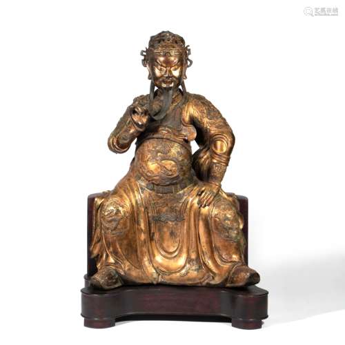 A Gilt Bronze Statue Of Guangong