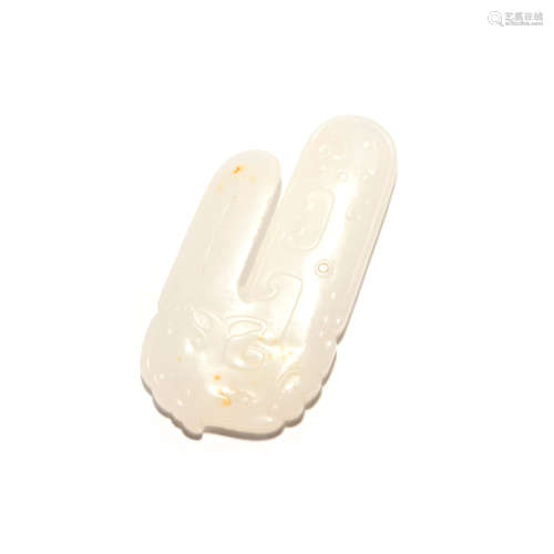 A Carved White Jade Chilong Album Hook