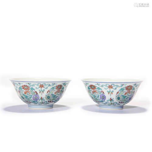 A Pair Of Doucai Interlocking Lotus Bowls