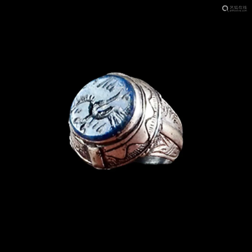 Silver ring with Lapis Stamp Stone