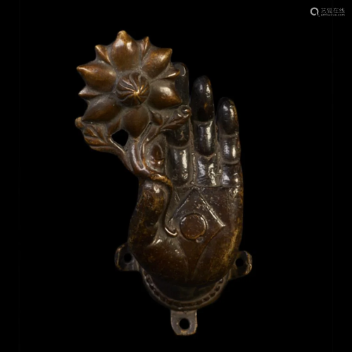 Bronze Buddha Hand Holding Flower