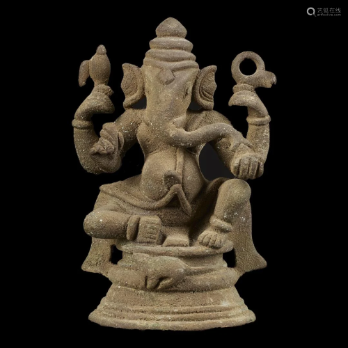 Bronze 4 armed Sculpture of Hindu god Ganesha