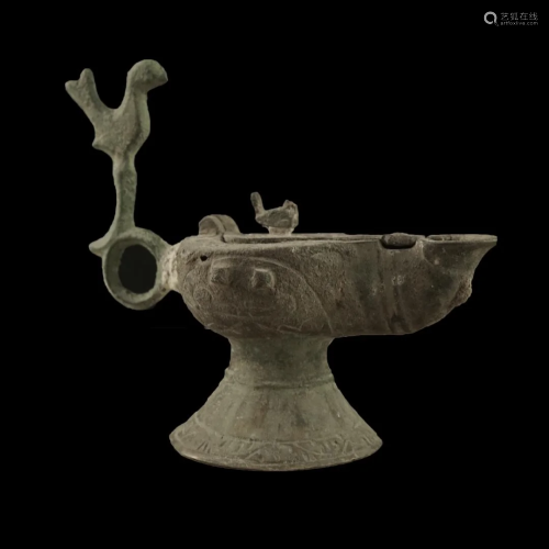Early Islamic Seljuk Copper/Bronze Lamp