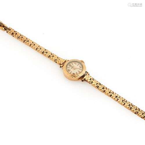 Montre de dame en or jaune 18K(750/°°), bracelet à maillons ...