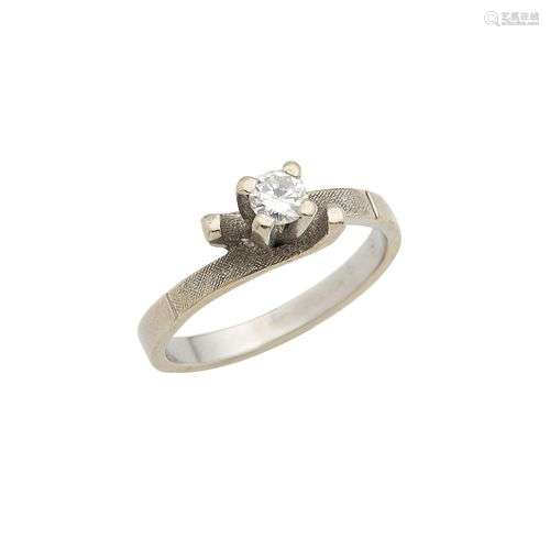 Bague en or gris 18K (750/°°), ornée d un diamant taille bri...