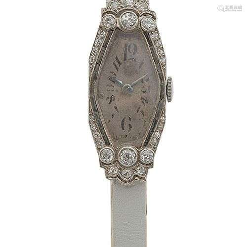 Montre bracelet de dame en or gris 18K (750/°°), boitier los...