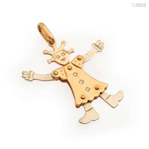 ZANOTTO, Pendentif en or de duex tons 18K (750/°°), figurant...