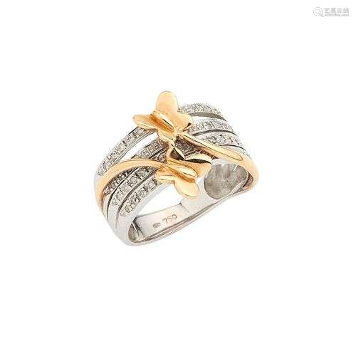 Bague bandeau en or gris 18K (750/°°), composée de quatre an...