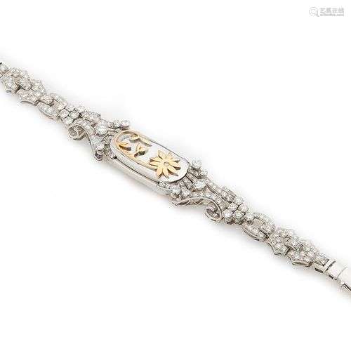 Bracelet ruban en or gris 18K (750/°°), composé de maillons ...