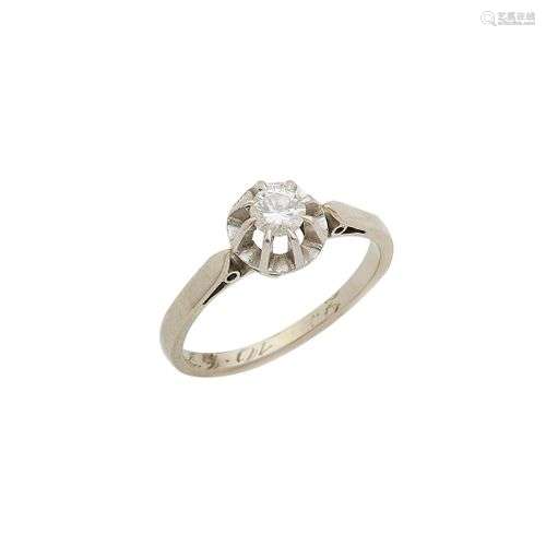 Bague solitaire en or gris 18k (750/°°) et platine, ornée d ...