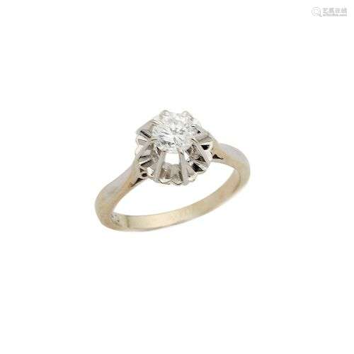 Bague en or gris 18k (750/°°), ornée d un diamant taille bri...