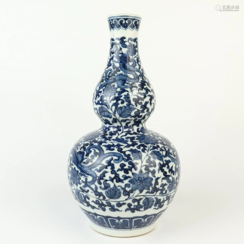 Chinese Blue And White Porcelain Vase With Dragon