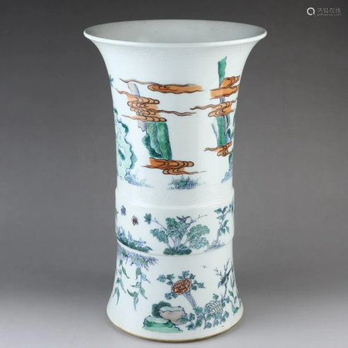 Chinese Flower Bird Pattern Colorful Porcelain Vase