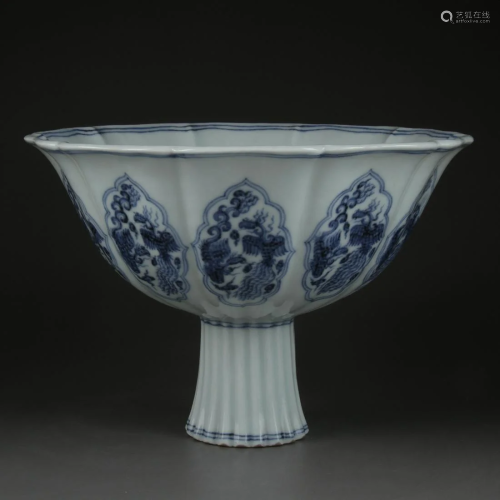Chinese Blue And White Porcelain Bowl Dragon Phoenix