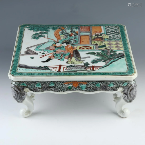 Chinese Famille Verte Porcelain Character Small Table