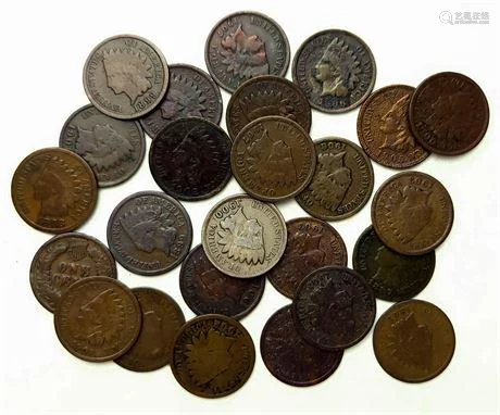 Roll of 25 Indian Head Cents 1887 - 1908