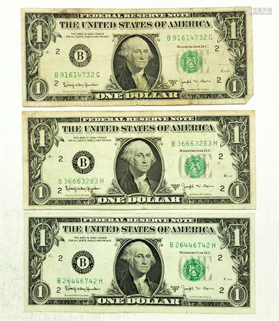 Group of 3 Fr.1902B 1963-B Federal Reserve Notes